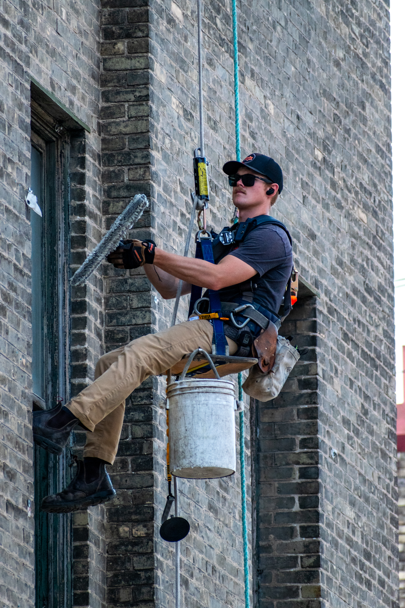 High-rise window cleaning on a heritage building