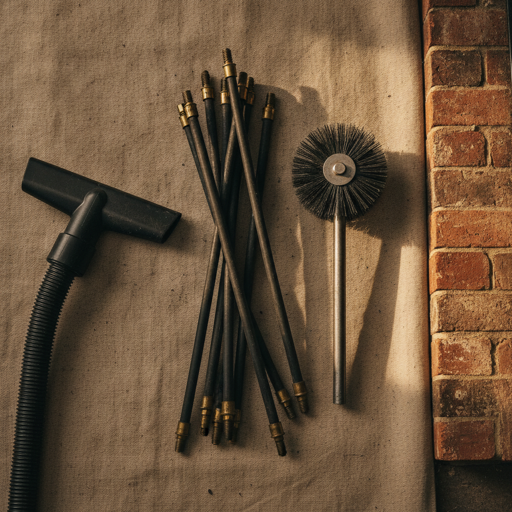 Professional chimney sweeping tools